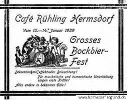 Drei Zeitungsanzeigen aus dem Jahr 1929 Fasching im Café Rühling – eine Tradition, dazu später mehr.