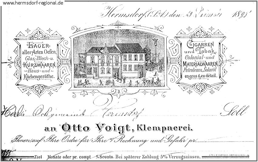 Mindestens seit 1895 befand sich im Haus Nummer 38 (heute 36) die Klempnerei Otto Voigt. Gleichzeitig handelte er mit Zigarren, Tabak, Kolonial- und Materialwaren. 