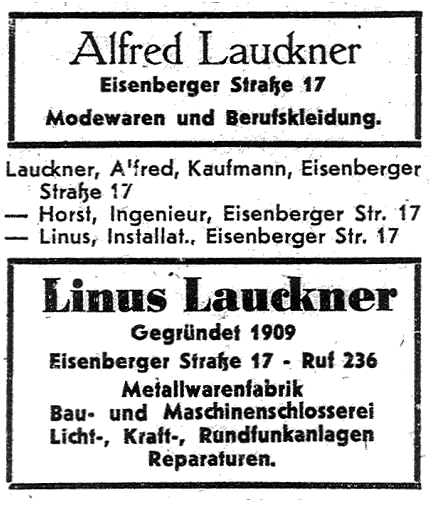 Aus der Geschichte der Firma Lauckner und der Eisenberger Str. 17