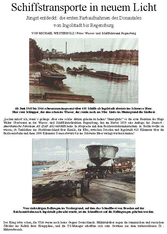 Umladung der Schiffe von der Straße auf Donau Lastkähne bei Ingolstad