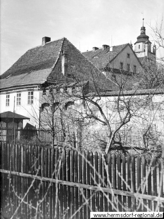 Partie aus Kreuzburg 1940 mir Resten der alten Stadtmauer. 