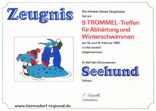Trommeltreffen für Abhärtung und Winterschwimmen 14. und 15.02.1987 in Hermsdorf