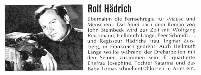 Rolf Hädrich Regie - Mäuse und Menschen (Fernsehspiel)