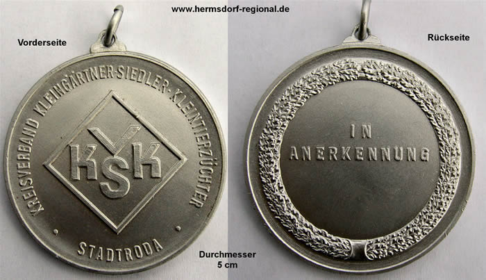 Medaille des Kreisverband Kleingärtner-Siedler-Kleintierzüchter (VKSK)