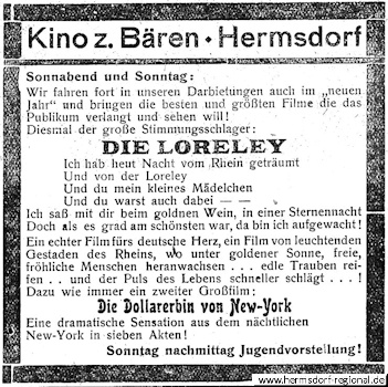 Kinoreklame "Die Loreley"