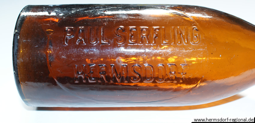 Bierflasche von Paul Serfling vermutlich aus seiner Zeit als Bierverleger um 1925 bis 1927.