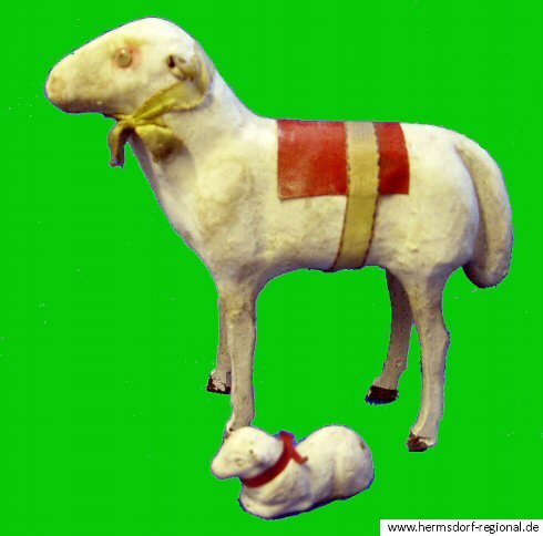 Kinderspielzeug aus Pappmaschee - Schaf mit Lamm 