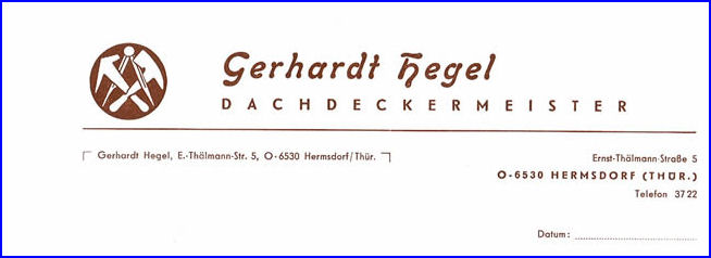 Briefkopf Gerhard Hegel