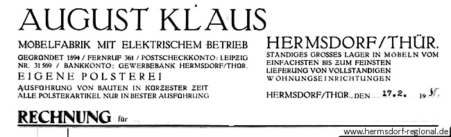 Rechnung der Firma aus dem Jahr 1930