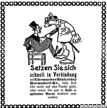 Zeitungsanzeige aus dem Jahr 1923