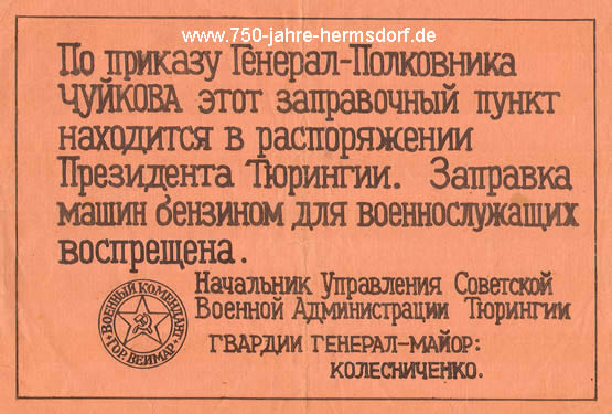 Anordnung Generalmajor Kotesnitschenko