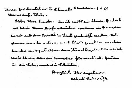 Briefe von Albert Schweitzer an Paul Franke von 1961 
