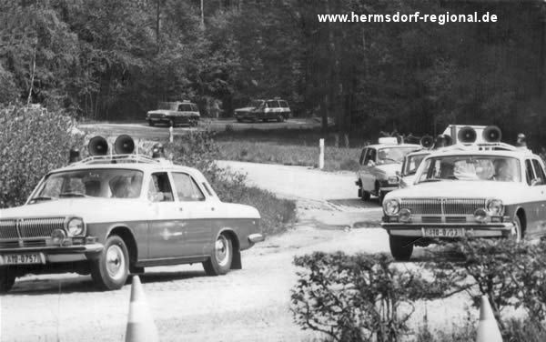 Fuhrpark der Autobahnpolizei um 1975 