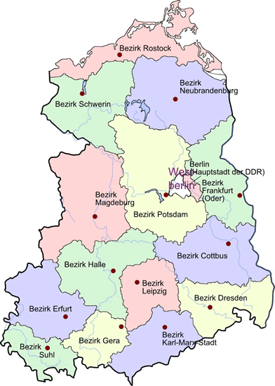 DDR Bezirke