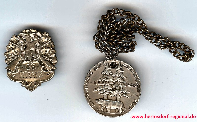 Medaille zum 01. bis 04.06.1929 11.Gauschiessen in Hermsdorf