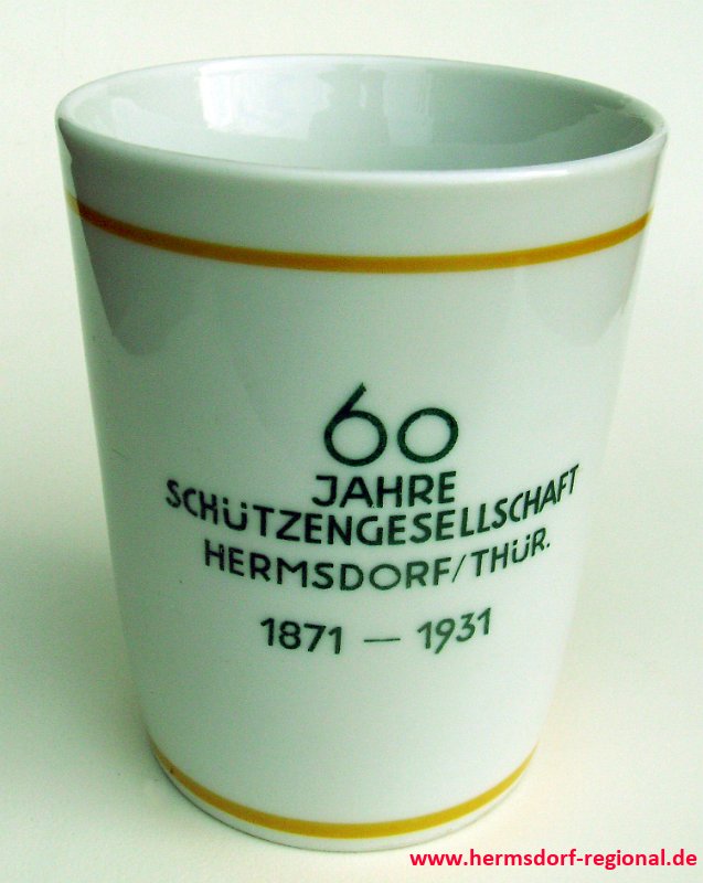 1931 Becher 60 Jahre Schützengesellschaft Hermsdorf