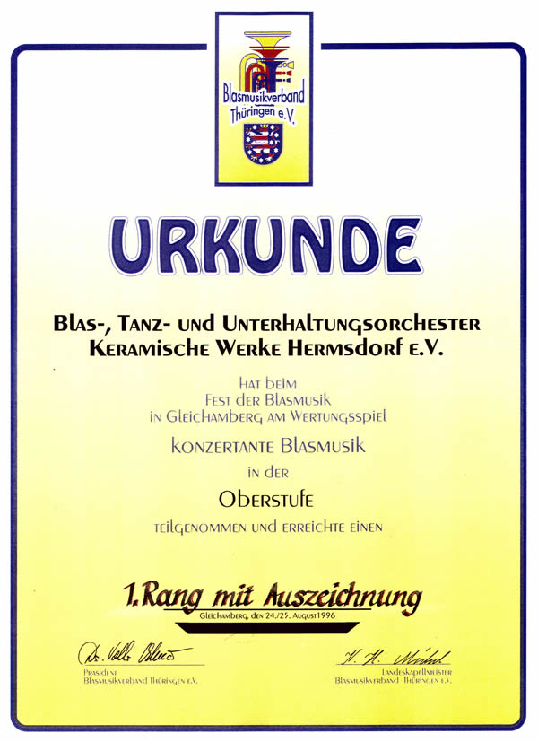 Urkunde Gleichenamberg 1996